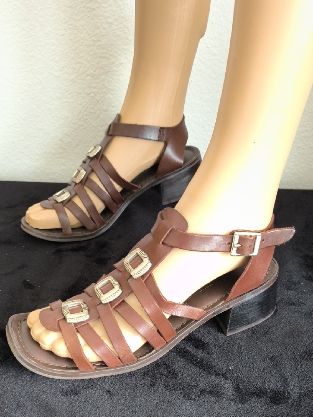 Dan Post Brown Leather Multi-Strap Buckle Sandals